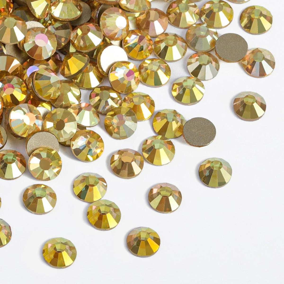 beadsland Flat Back Crystal Rhinestones Round Gems for Nail Art and Craft Glue Fix, Metal Sunlight (2.9-3.0mm) SS12/1440pcs
