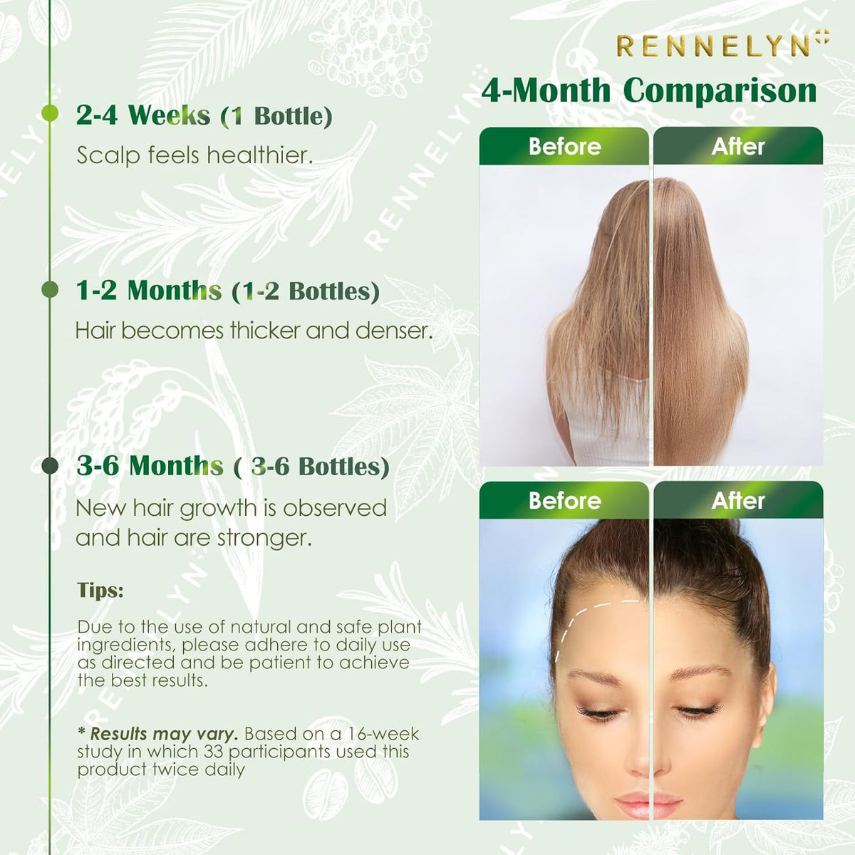 Natural Hair Growth Oil Spray: Rosemary Castor Batana Oil with Rice Water Lotion for Hair Thickening For Women 60ML