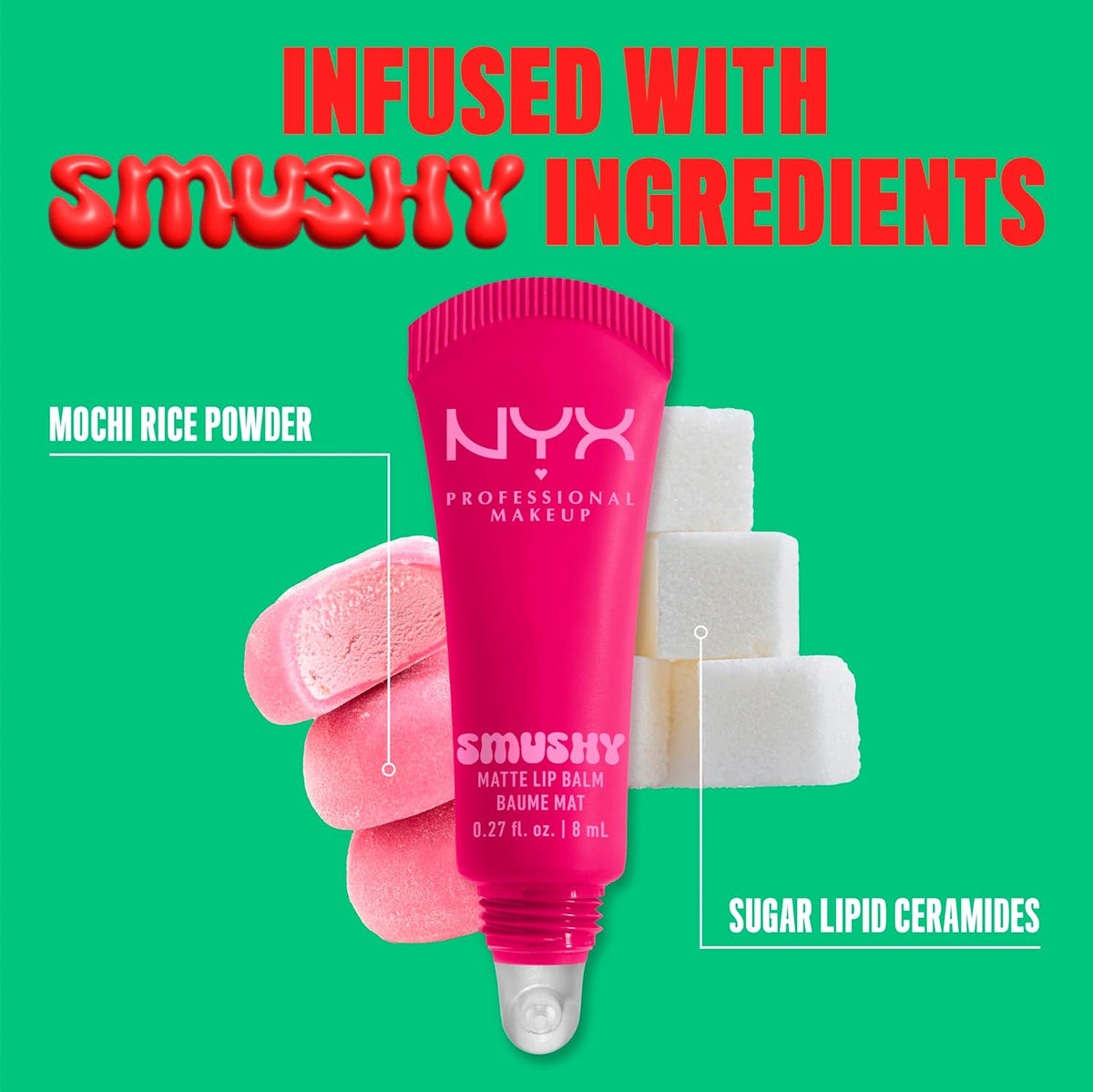 NYX PROFESSIONAL MAKEUP Smushy Matte Lip Balm, Tinted Lip Moisturizer with Soft, Matte Finish - Silly Sippin' (Deep Purple)
