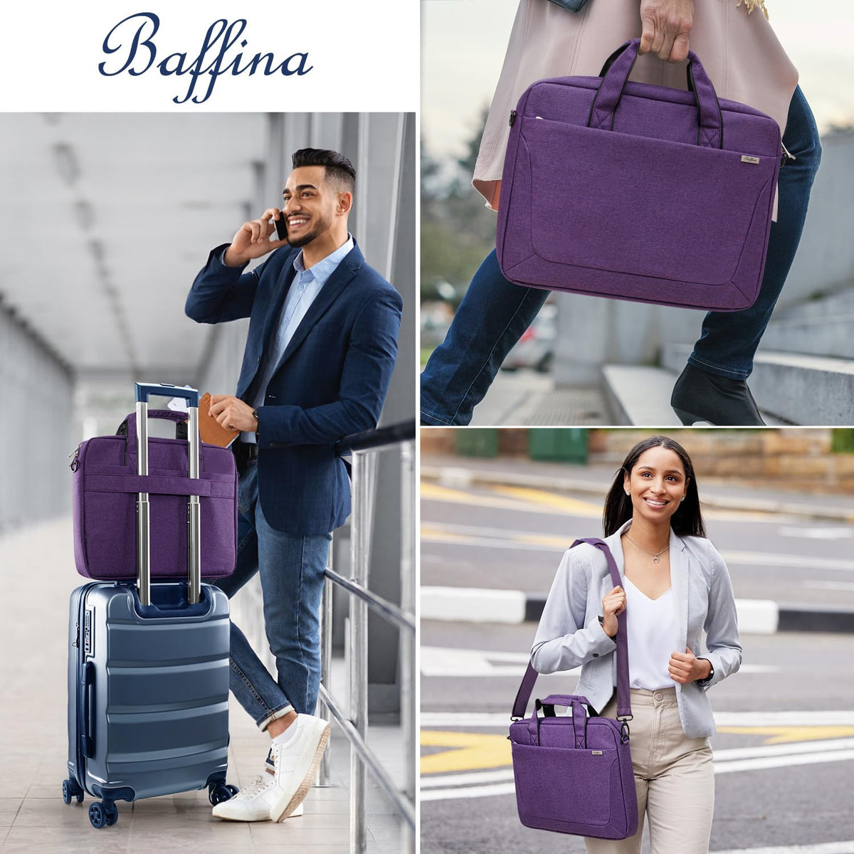 BAFFINA 17 17.3 Inch Laptop Shoulder Bag for Men Women,Waterproof Computer Carrying Case Messenger Bag with Strap for 17-18" HP Dell,Laptop Briefcase for Office business Travel College School,Purple