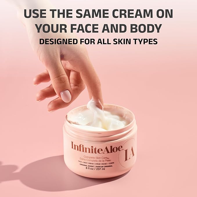 InfiniteAloe Complete Skin Care, Aloe Vera Powered Face and Body Cream for All Skin Types, Dry Skin Everyday Hero, Original Scent - Large Jar 8 oz