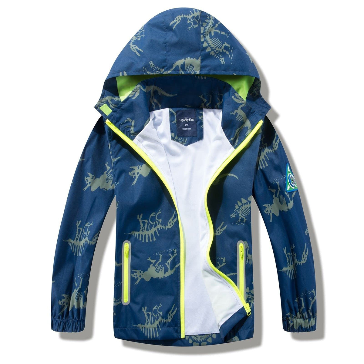 IjnUhb Boys Rain Jacket with Detachable Hood Lightweight Raincoats for Kids Windbreaker