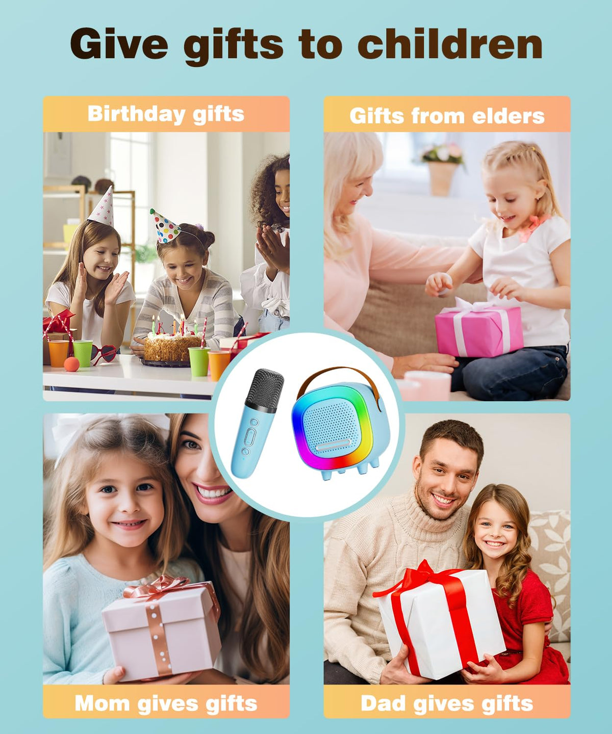 Mini Karaoke Machine Speaker for Kids Adults, Portable Bluetooth with 1 Wireless Microphones, Children's Day Birthday Gift Ideas for Toys for Teens Boys and Girls Aged 4, 5, 6, 7, 8, 9, 10, 11, 12+