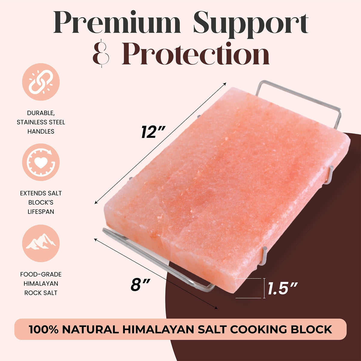 Spantik Professional Salt Block Set with Steel Tray 12" x 8" x 1.5" Himalayan Cooking Plate for Grilling, Cooking, Serving, 100% Pure Natural Food Grade Salt Stone Unique Gifts for Barbecue Smoker