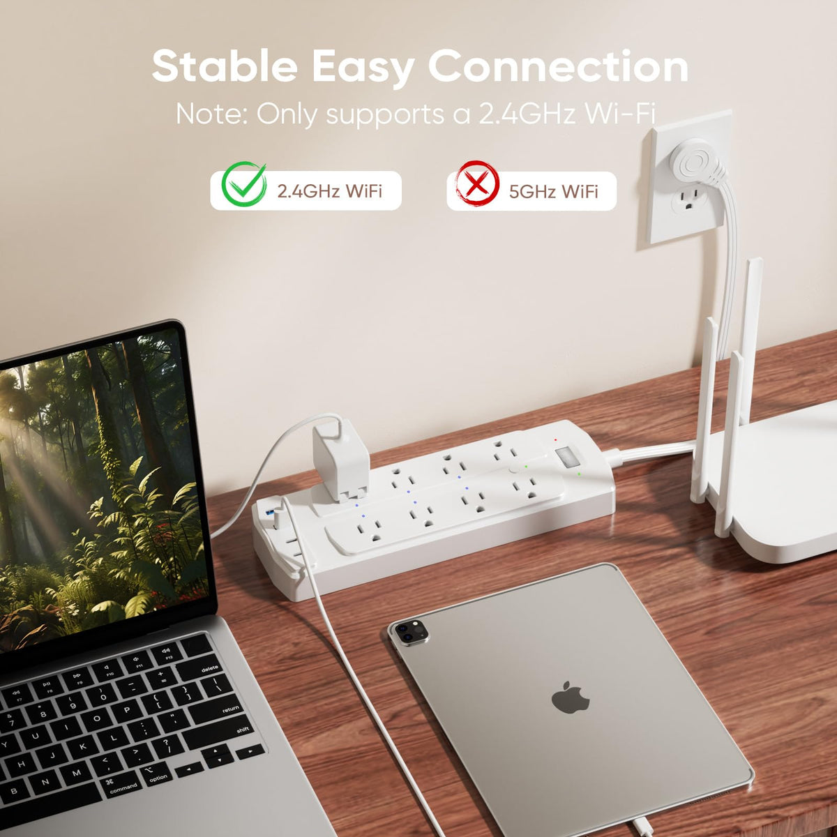 Smart Plug Power Strip, Yozisital Surge Protector with 6 Individually Controlled Smart Outlets and 4 USB Ports, 5FT Flat Extension Cord, Only for 2.4 GHz Wi-Fi, Compatible with Alexa & Google Home