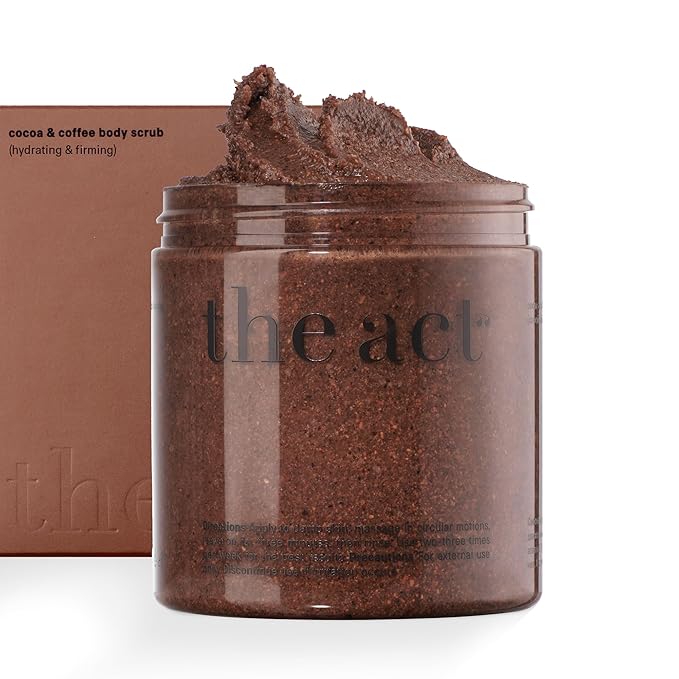 Salt Body Scrub with Cocoa & Coffee Oil, Vitamin E, Menthol - Exfoliating Body Scrub for Moisturizing Skin, Cleansing - Home Spa Care, Gift for Women Men, Vegan, Organic 10.58 Oz