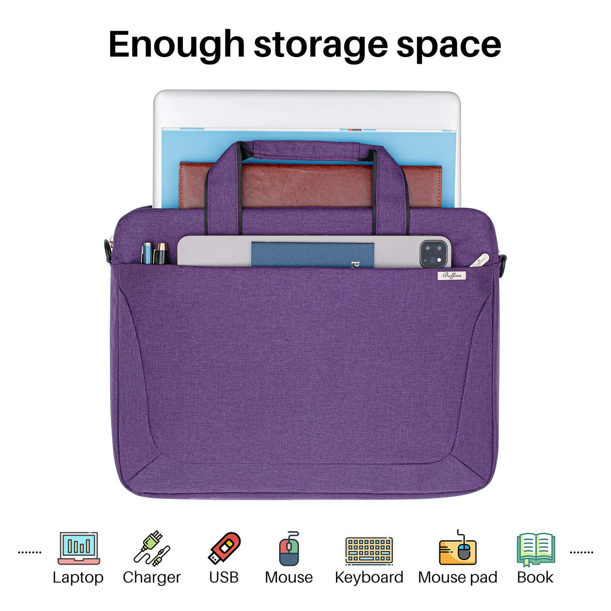 BAFFINA 17 17.3 Inch Laptop Shoulder Bag for Men Women,Waterproof Computer Carrying Case Messenger Bag with Strap for 17-18" HP Dell,Laptop Briefcase for Office business Travel College School,Purple