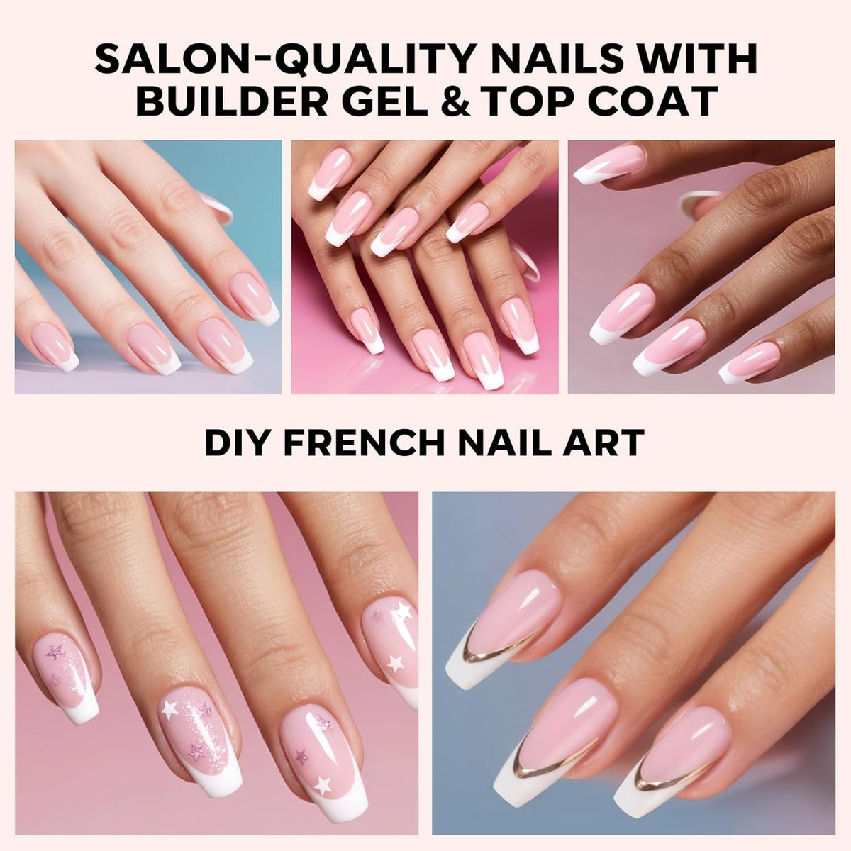 modelones French Tip Press on Nails, 150Pcs Short Coffin Fake Nails with Nail Box, Pink & White Gel Nail Tips for Women, Soft Glue-On Nails for Natural Salon Look, DIY Nail Art Kit (15 Sizes)