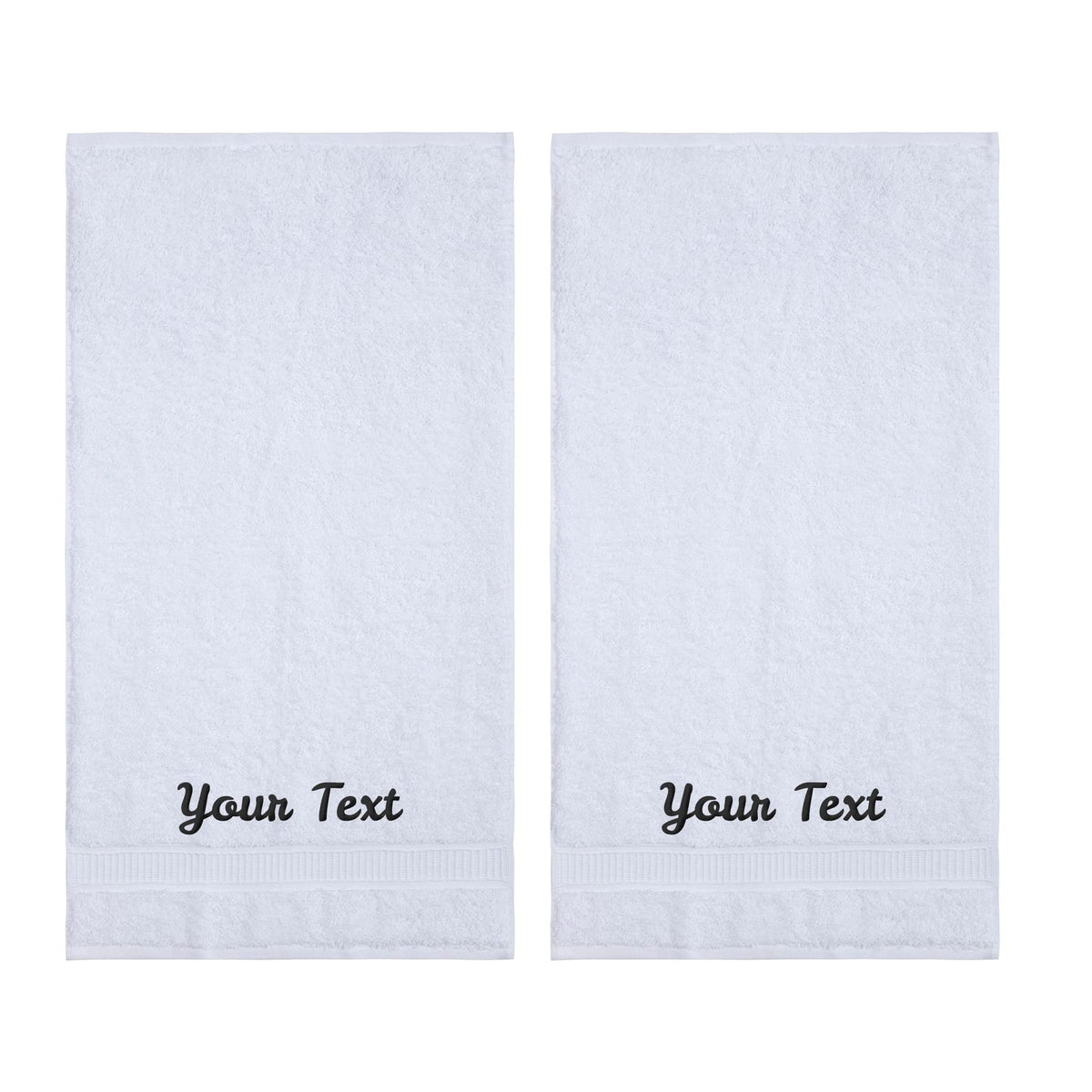 Personalized Towels, Hotel & Spa Quality, Super Soft, Highly Absorbent, Bathroom Towel Sets, 100% Turkish Genuine Cotton Monogrammed Towels 2 Piece Hand Towel Set for Face, Dorm, Gym & Spa, White