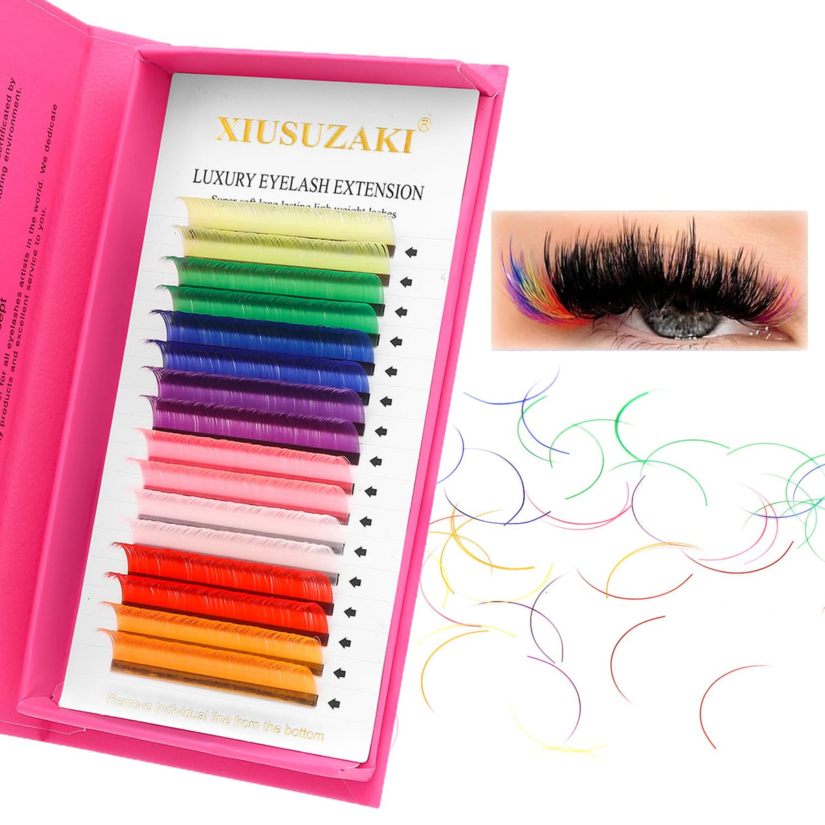Eyelash Extensions Colored Lashes Extension 0.07 C Curl Lashes 11mm Classic Lash Extensions Soft Individual Lashes 16 Rows Natural False Eyelashes Volume Lashes Professional Use(Colored,0.07-C,11mm)