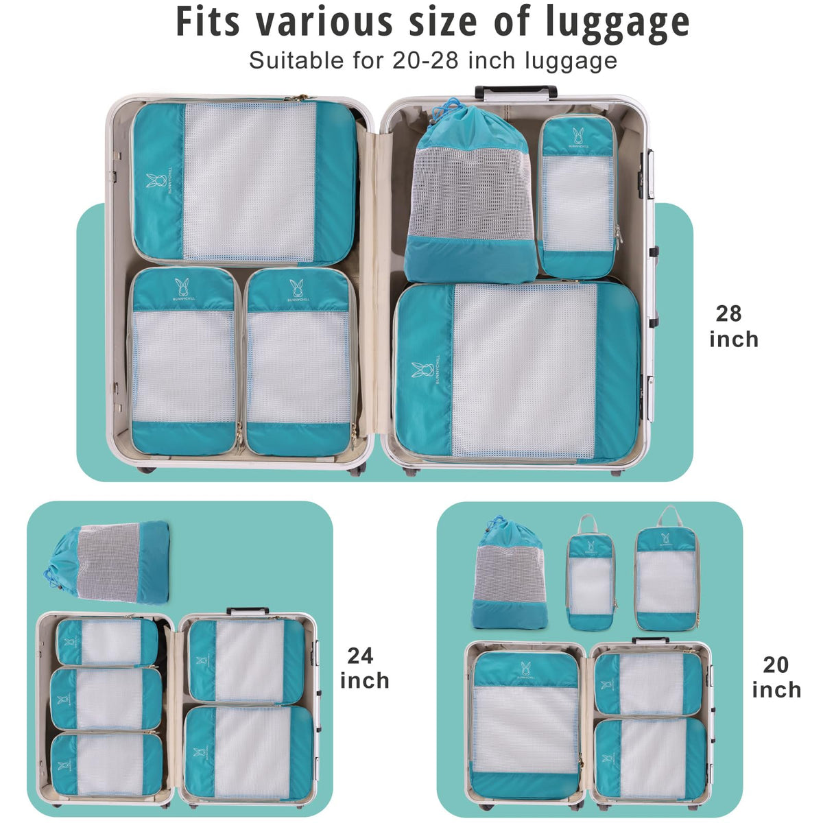 Expandable Compression Packing Cubes for Suitcases,6 Set Lightweight Compressible Travel Packing Organizer for Carry on Suitcase,Organizer Bags Set as Travel Essentials for Women