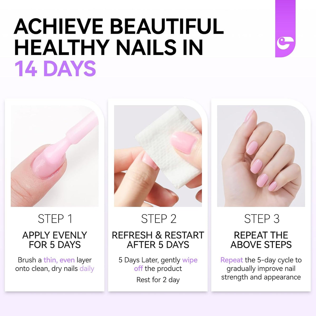 Nail Polish Strengthener and Growth Treatment: Pink 15ml Gelike EC Natural Nail Hardener Extra Strong and Growth - Long Lasting Nail Repair for Damaged Nails - For Daily Work Home Salon