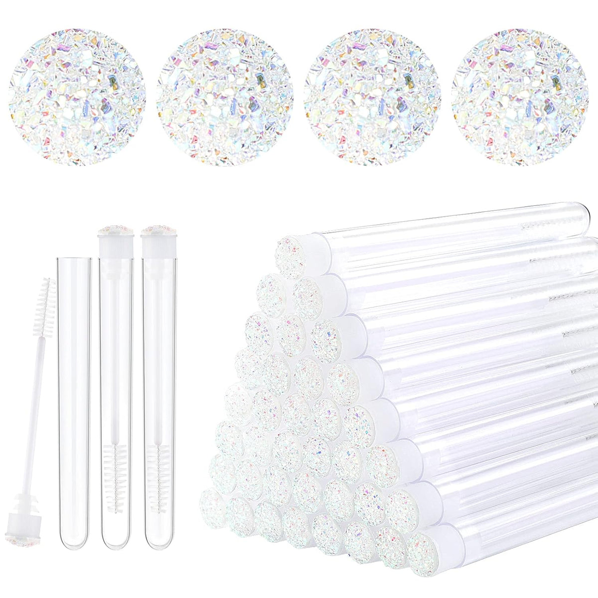 50pcs Eyelash brush Lash Wand Makeup tool Eyelash Extension supplies Cleaning brush Diamond Mascara star white
