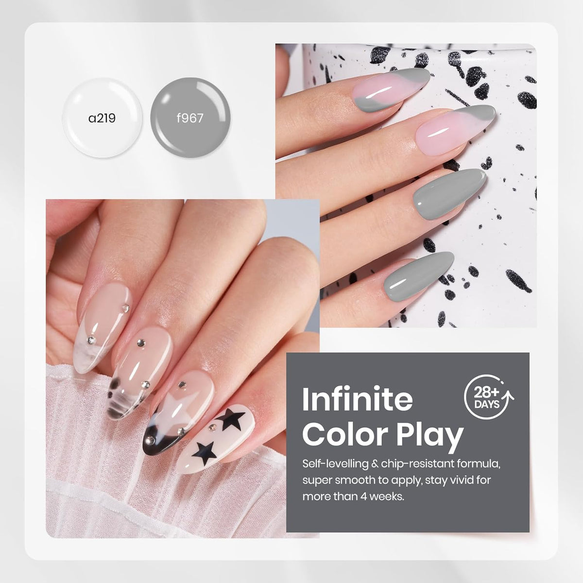 Beetles Gray Gel Polish Set 6 Colors White Black Nude Neutral Gray Milky Gel Nail Polish Kit Soak off Uv Led Lamp Needed Manicure DIY Home Gifts for Women Soft Eclipse