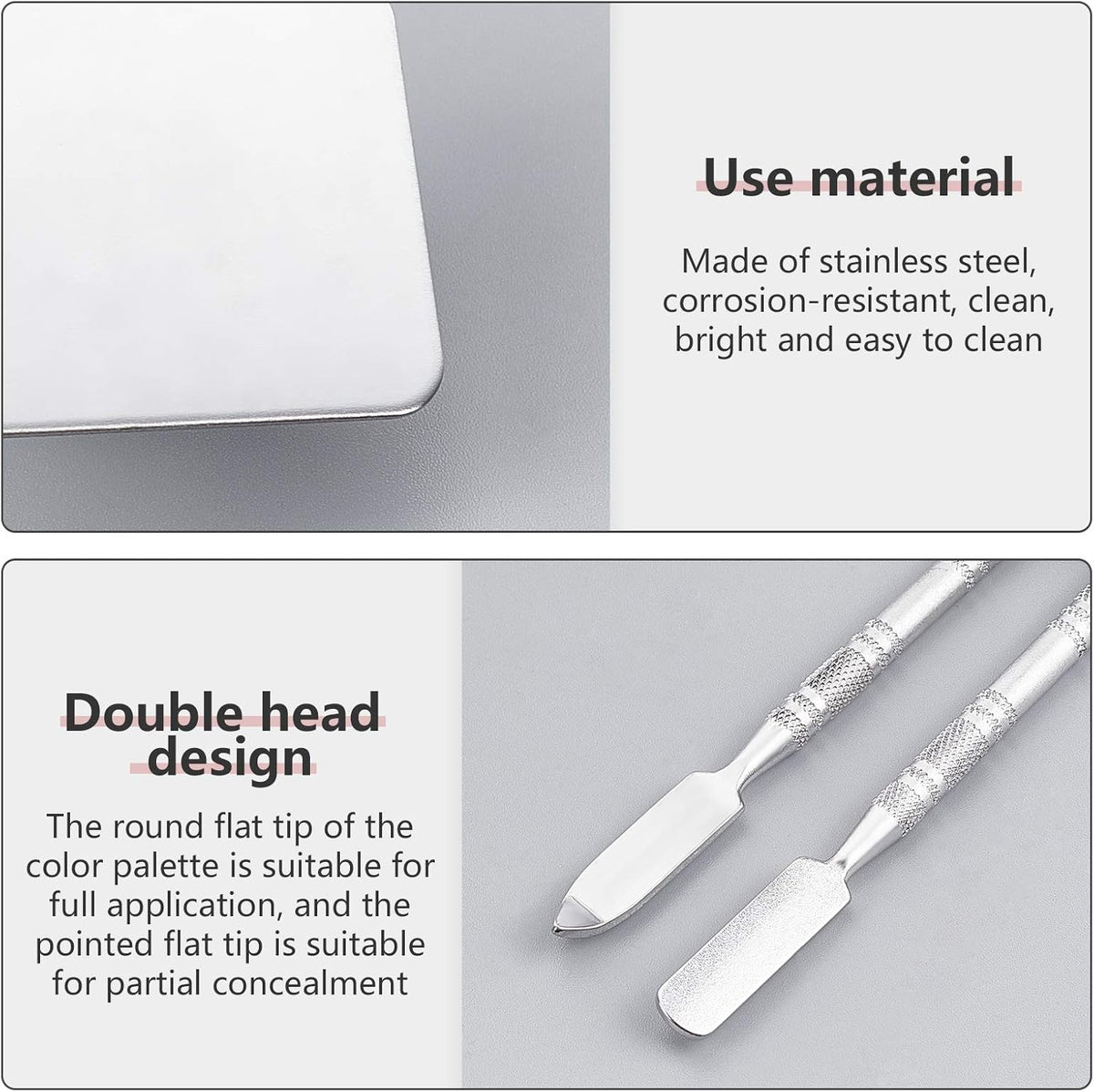 OLYCRAFT 6PCS Stainless Steel Makeup Palette Mini Ring Palette with Spatula Tool Makeup Palette Tools for Nail DIY Art Design Paint Color- 1.7 x 1.3 Inch
