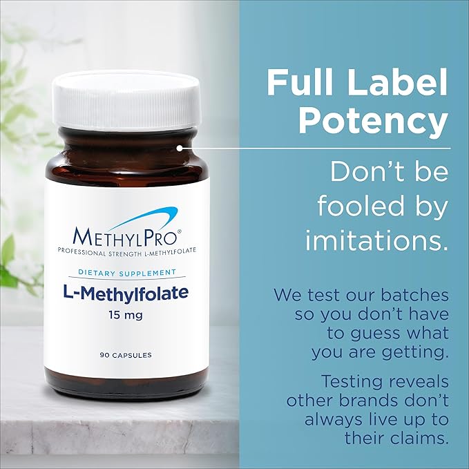 MethylPro 7.5mg L-Methylfolate - Professional Strength Active Methyl Folate Supplement for Brain Support & Balanced Mood - Gluten-Free Cognitive Supplement with No Fillers (30 Capsules)