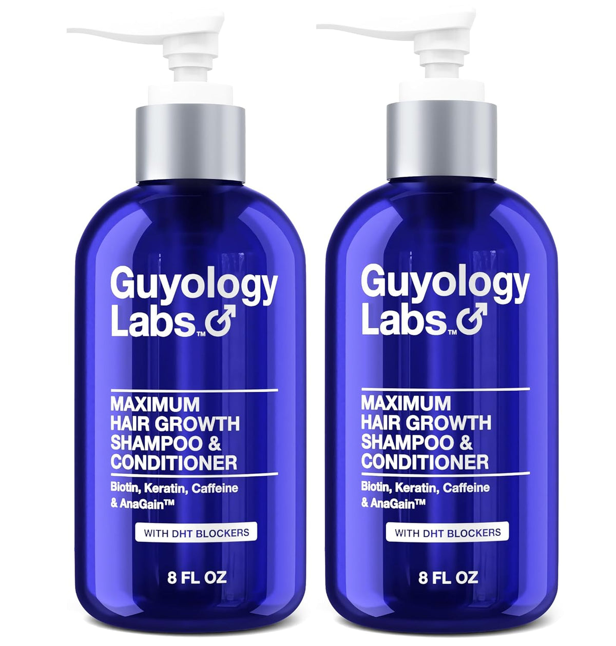 2 x Hair Growth Shampoo For Men - With Conditioner for Thinning Hair - Natural DHT Blockers To Reduce Hair Loss - Biotin and Keratin Best for Growth and Thickening - Made in USA