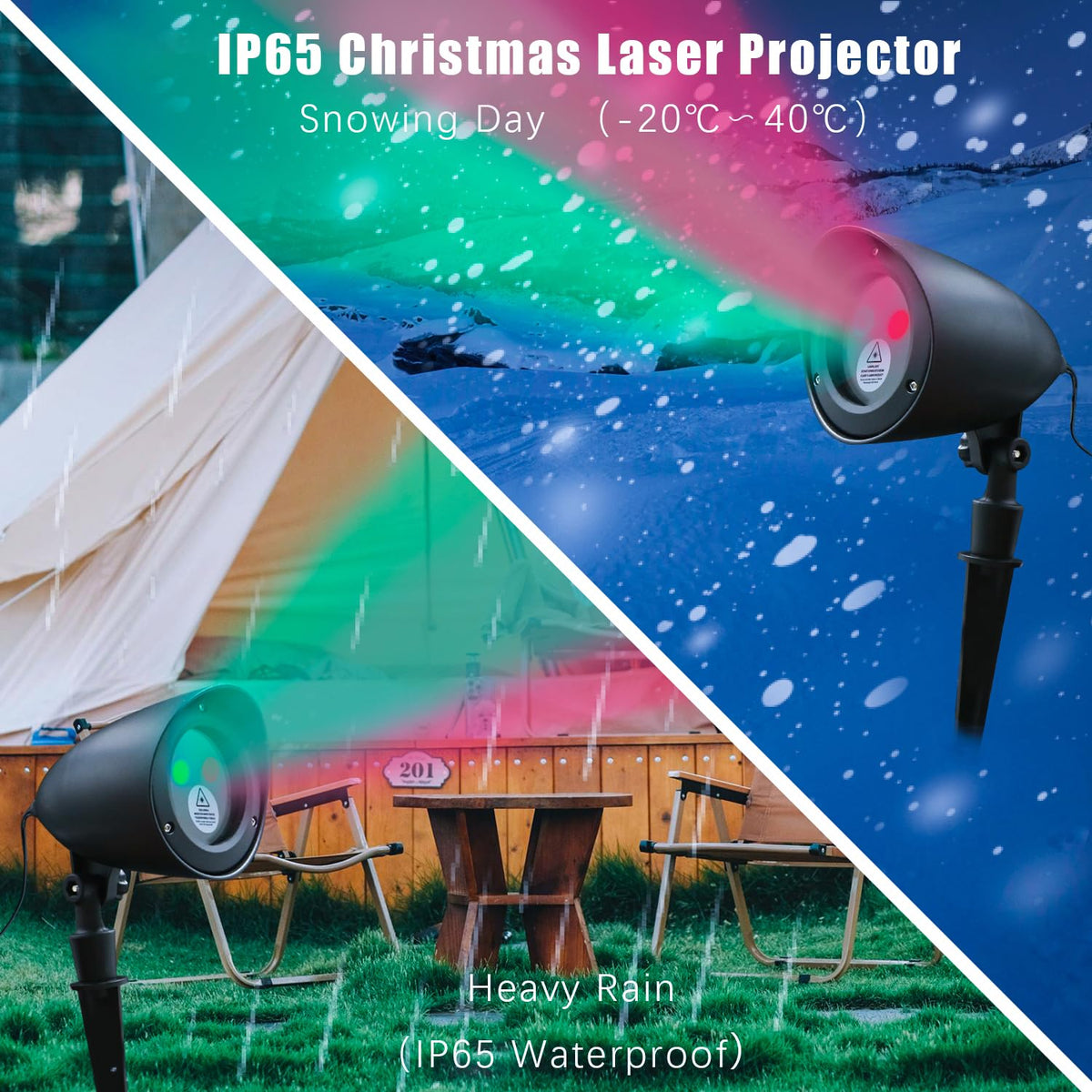 XFWOJOO Laser Christmas Projector Lights - Outdoor Garden Laser Lights with Red and Green Stars, IP65 Waterproof Landscape Projector Spotlights for Indoor and Outdoor