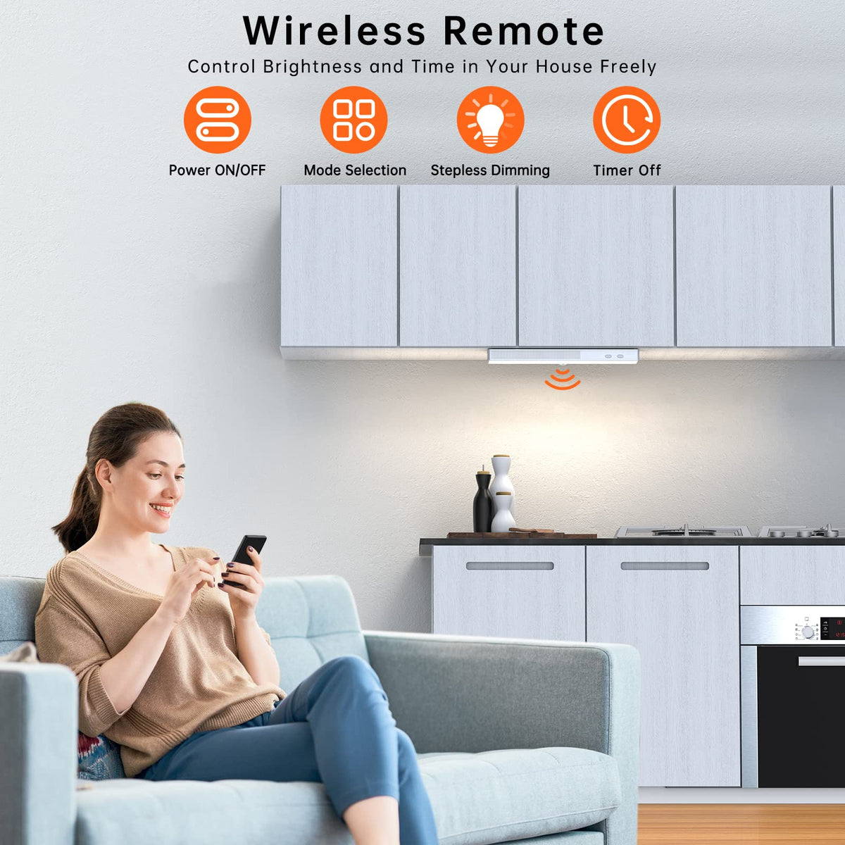 LED Closet Light with Charging Station, 6 Pcs 30LEDs Dimmer Rechargeable Motion Sensor Under Cabinet Lighting with Remote Control, Wireless Stick-Anywhere Night Light for Wardrobe,Kitchen