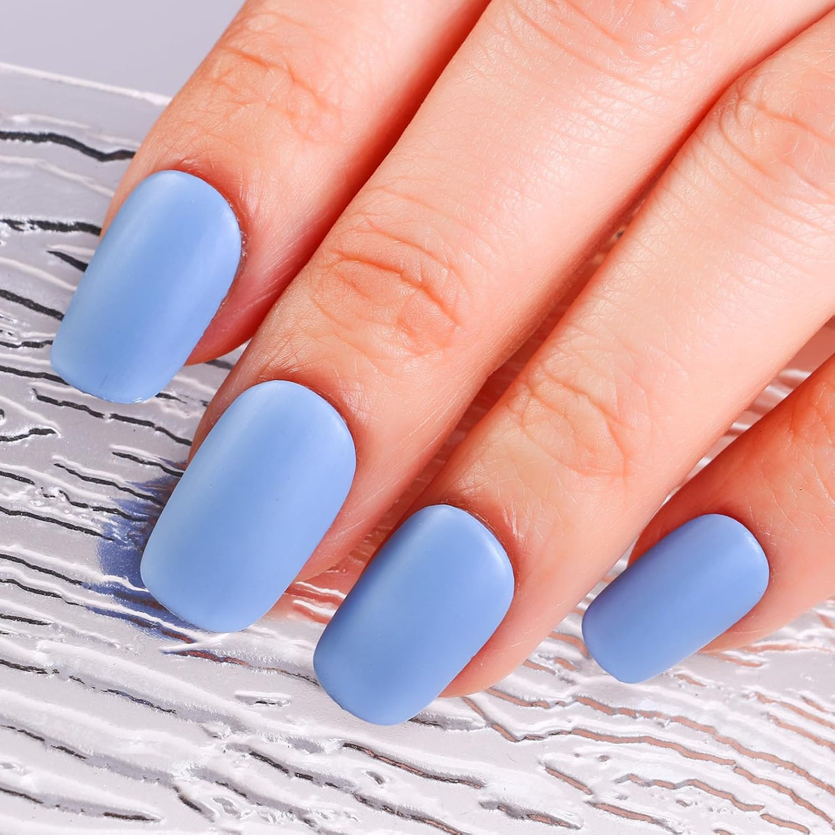 Matte Nail Polish Air Dry Nail Lacquer for Nail Art Varnish, Mist Effect Matte Finish Velvet Nail Polish, 0.35 fl oz (Pure Blue-19, 10 ML)