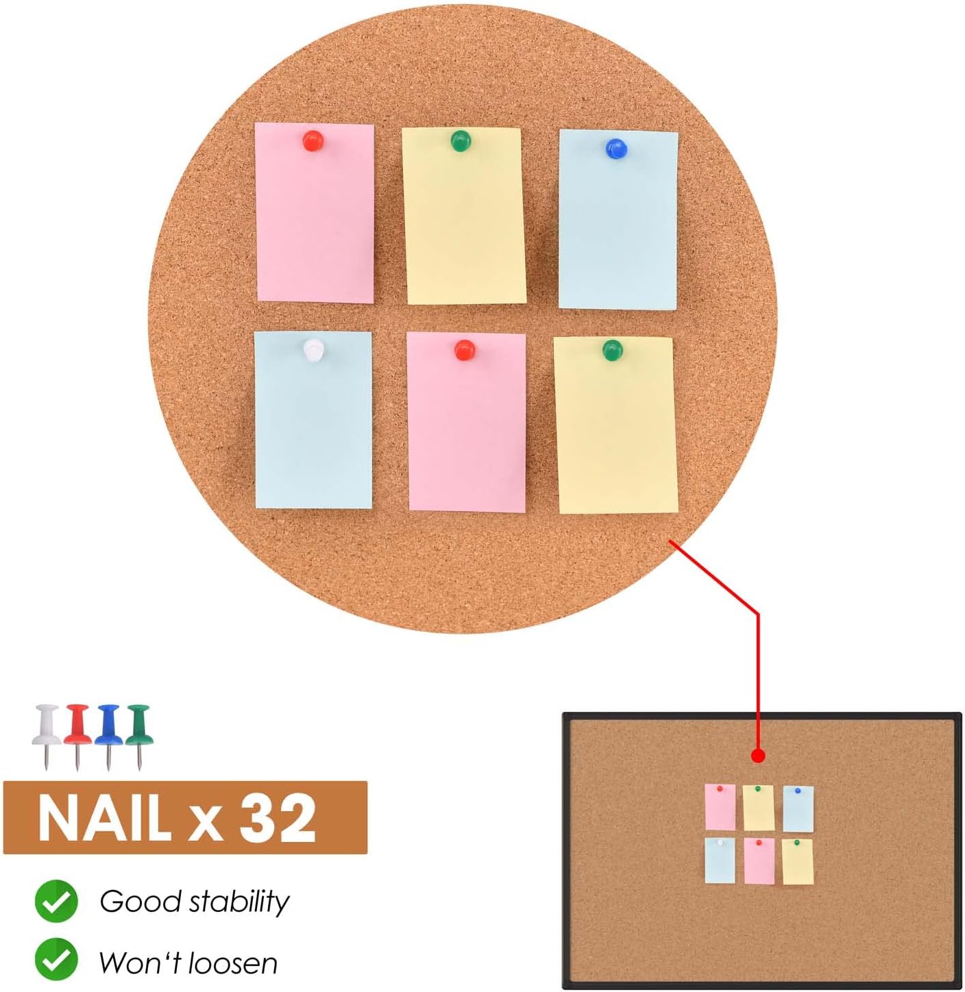 Board2by 2-Pack Cork Board Bulletin Board 20 x 30, Black Aluminium Framed Corkboard, Office Board for Wall Cork, Large Wall Mounted Notice Pin Board with 32 Push Pins for School, Home & Office