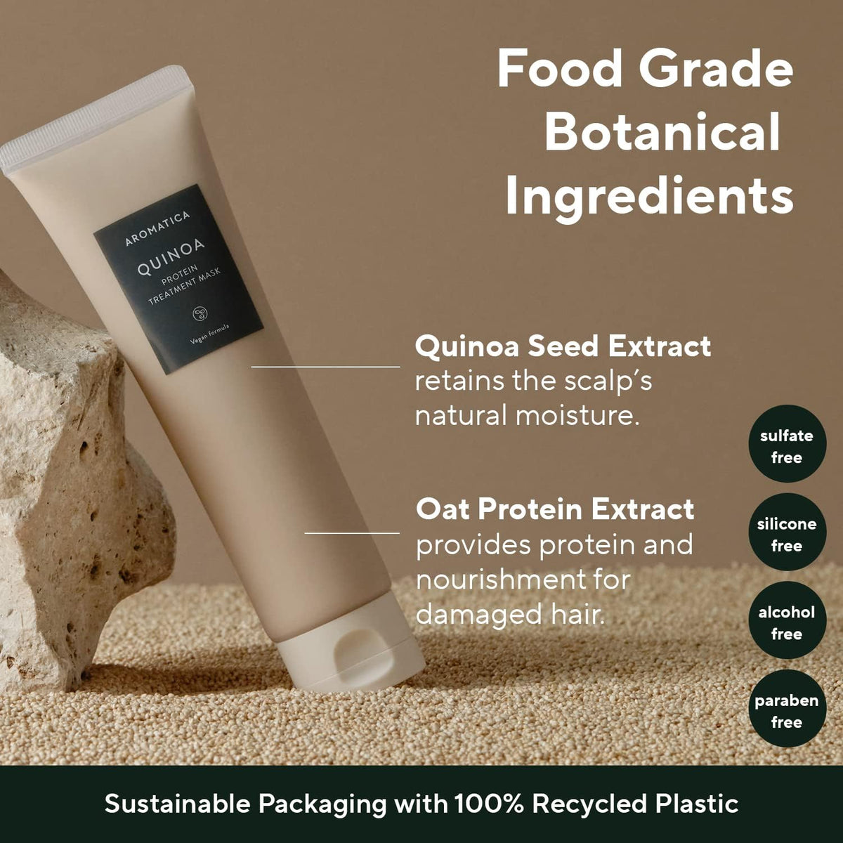 AROMATICA Quinoa Protein Hair Treatment, Silicone-free, Sulfate-free/Nourishes, Moisturizes, and Adds Shine (5.41oz / 160ml)