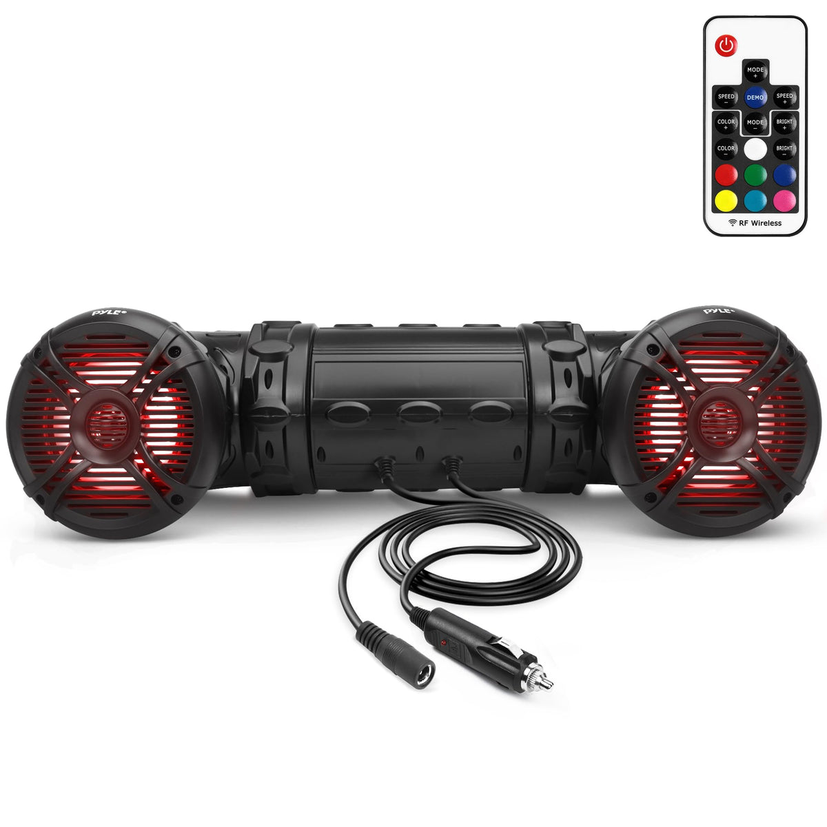 Pyle Bluetooth Speakers 800 Watt 6.5 Inch Amplified Sound System with Multi-Color LED Lights, Waterproof Marine Bluetooth Wireless Speakers with Weatherproof Design, Ideal for Outdoor and Vehicle Use