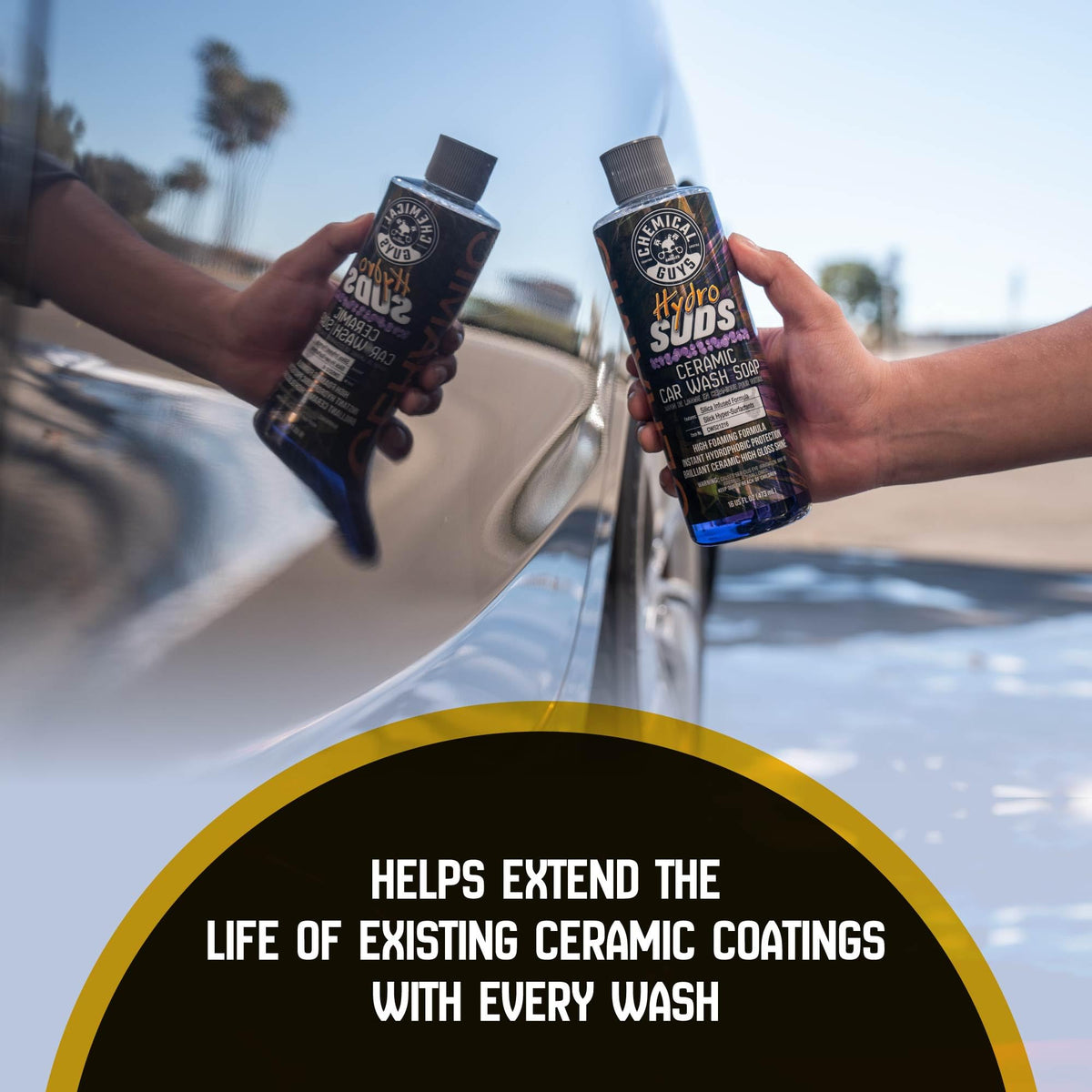 Chemical Guys HydroSuds Ceramic SiO2 Shine High Foaming Car Wash Soap (Works with Foam Cannons, Foam Guns or Bucket Washes) For Cars, Trucks, Motorcycles, RVs & More, 32 fl oz, Berry Scent - CWS21232