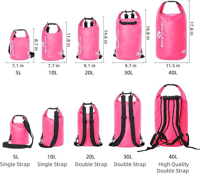 ROCK CLOUD Dry Bag Waterproof 10L Dry Sack for Kayaking Rafting Boating Beach Surfing Swimming Canoe Camping Hiking Fishing Ski