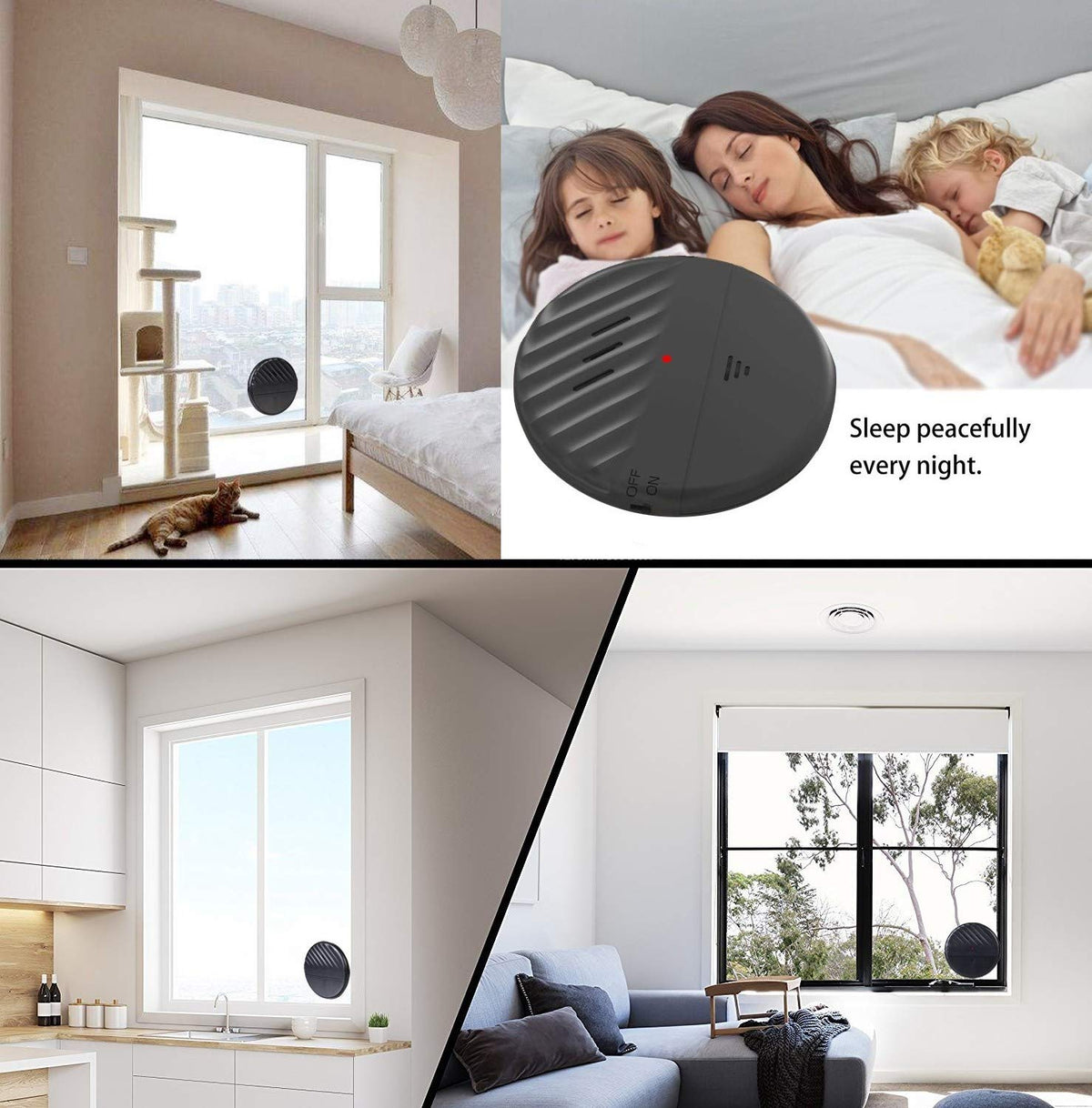 EverNary Window Vibration Alarm,3Pack 125dB Loud Ultra-Slim Anti-Theft Alarm for Door and Window Glass Break Sensor Alert with Adjustable Sensitivity (3, Black)