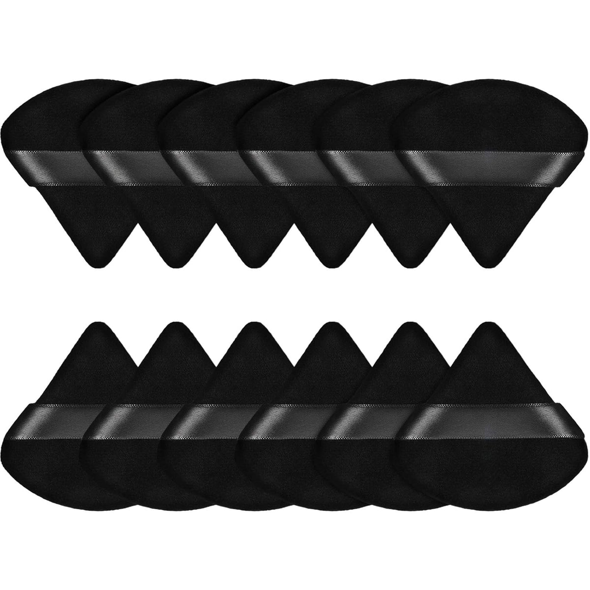 Maitys 12 Pieces Powder Puff Triangle Face Makeup Cosmetic for Loose Powder Soft Body Washable Reusable Foundation Sponge Mineral Wet Dry Makeup Tool for Women(Small,Black)