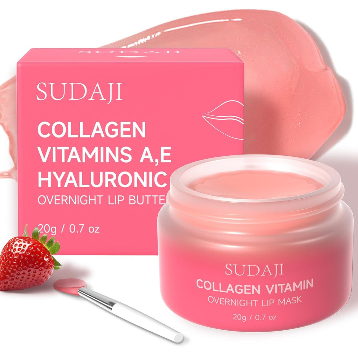Lip Mask Overnight, Hydrating Lip Balm, Lip Moisture with Hyaluronic Acid & Vitamins E, A- Sleeping Nourishing Lip Butter Balm for Dry Lips 0.7 Oz