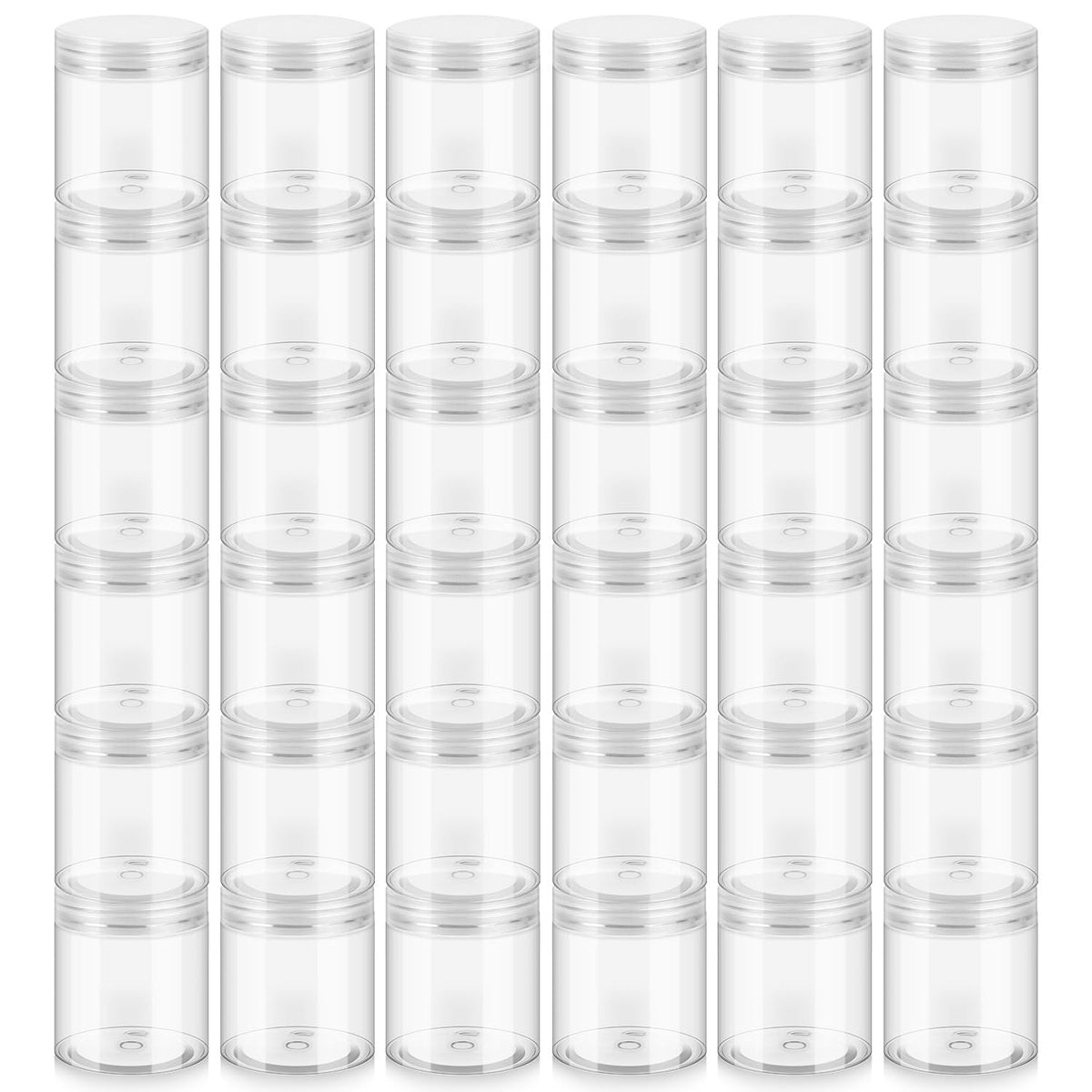 36 Pack 8oz Household Plastic Jars with Lids, BPA Free, Reusable, Refillable Transparent Cosmetic Containers for Bath Salts, Cosmetics, Powders, Beauty Product and Small Accessories, White