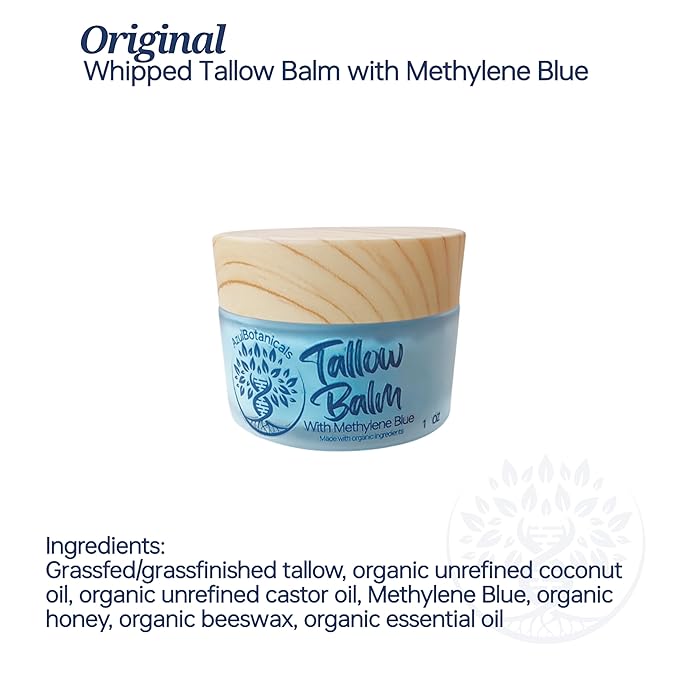 Sample 4 pack 1 oz (30g) each sample, Methylene Blue Whipped, GHK-Cu Copper and Methylene Blue Infused, Lavender Baby Tallow Balm, Simply Whipped Jasmine Tallow Balm Variety (Pack of 4)