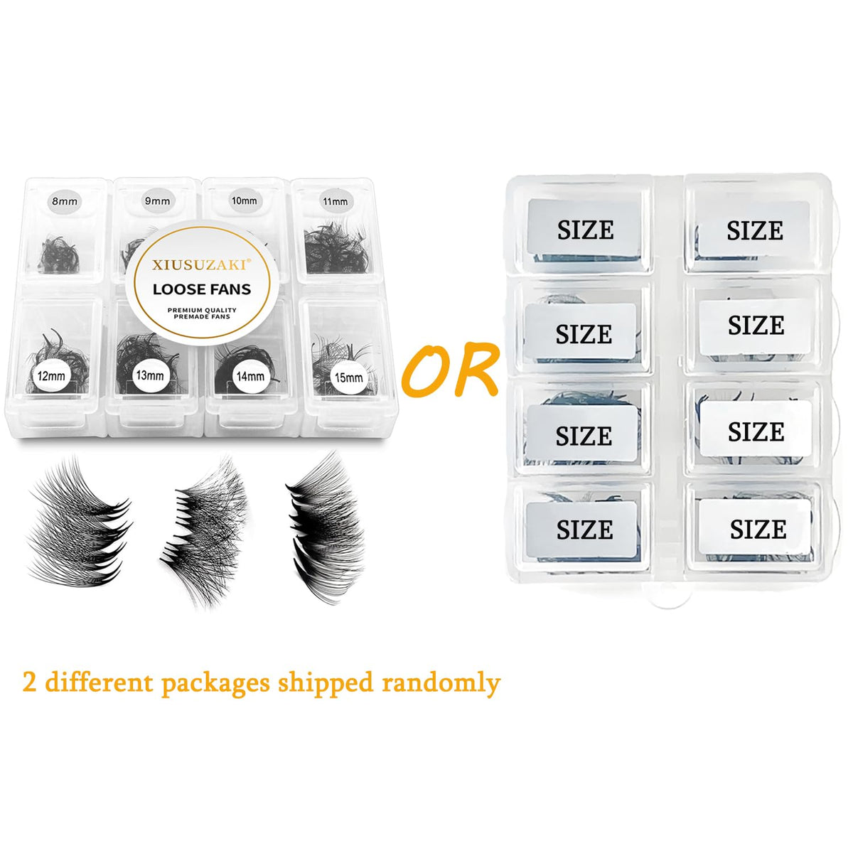 Premade Fans Eyelash Extensions - 600 Fans, 14D Volume, 0.03 Thickness, D Curl, Mix 8-15mm