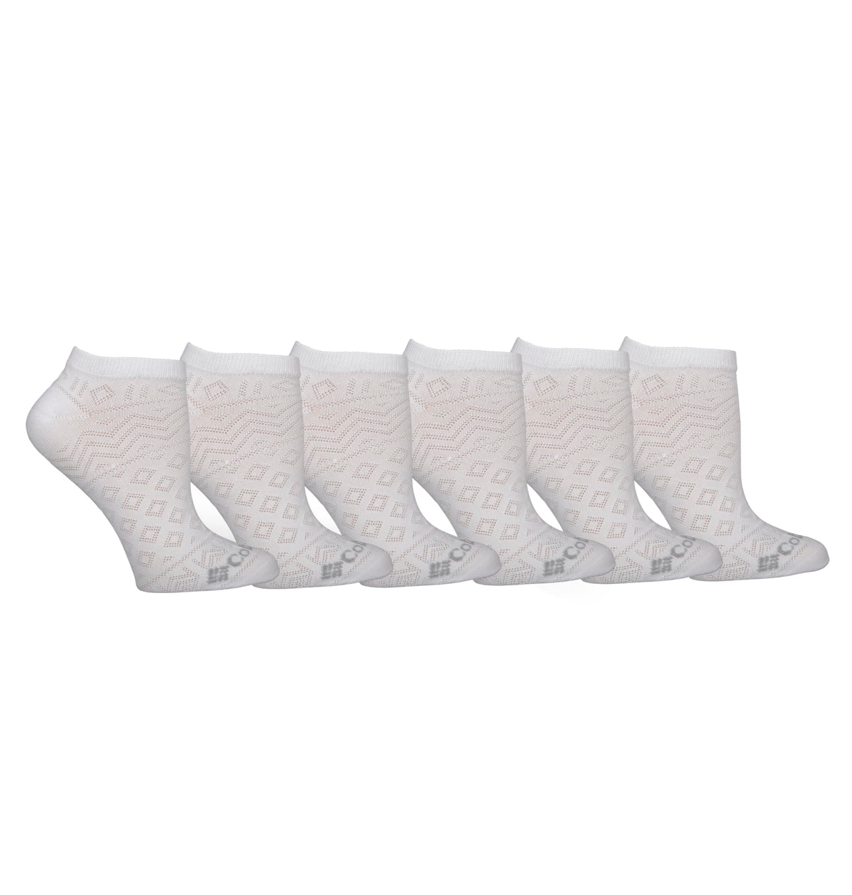 Columbia Women's 6-pair Mesh Lightweight No Show Socks, White, 4-10 Hiking Socks