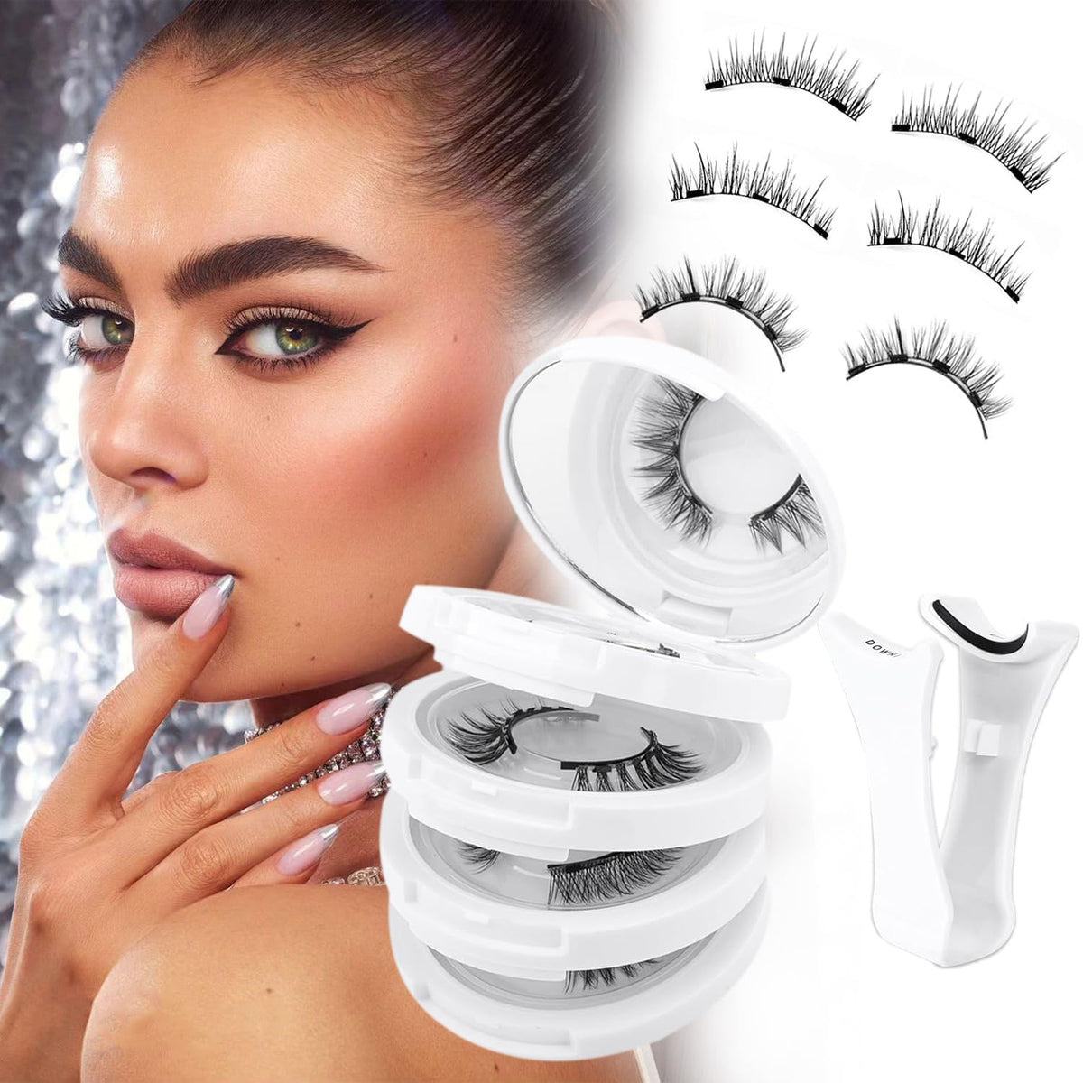 Elara Craft Magnetic Eyelashes with Applicator, Magnetic Eyelashes Without Eyeliner，Reusable Glue-Free Natural Look Eyelashes Kit Easy to Wear and Remove
