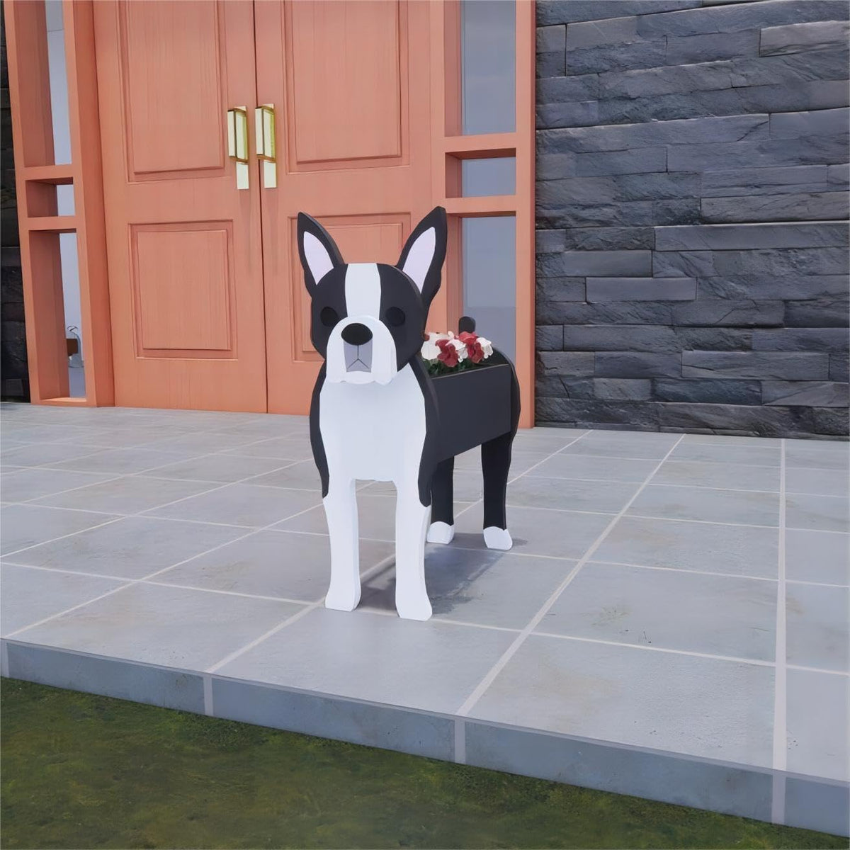 Bamboo's Grocery LoKii Boston Terrier Dog Planter, Cute Dog Plant Pot, Animal Shape Plant Containers, for Outdoor Indoor and Garden Decoration Plants