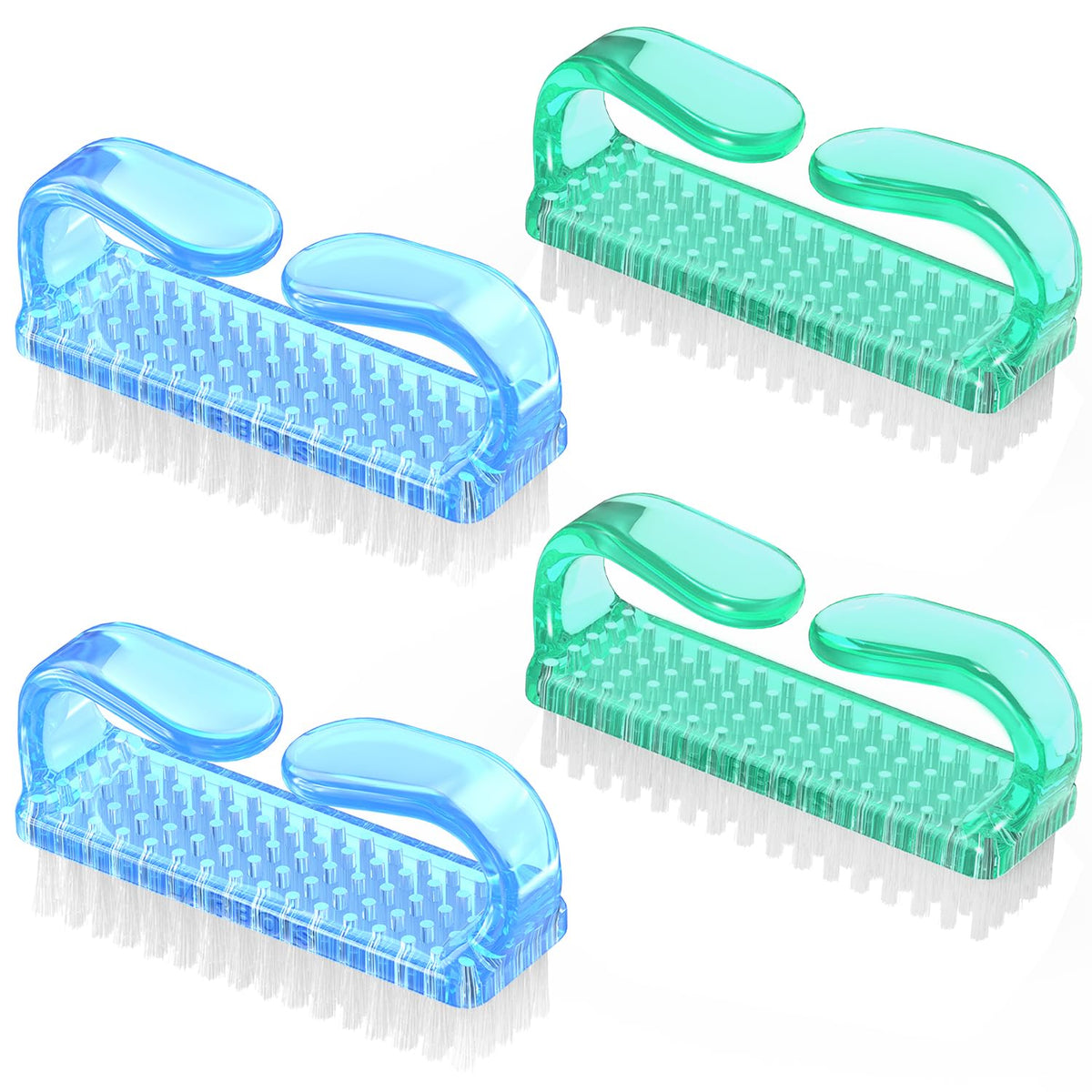 Handle Grip Nail Brush, Nail Brushes Hand Fingernail Brush Cleaner Scrubbing Kit Pedicure for Toes and Nails Men Women (4 Pack)