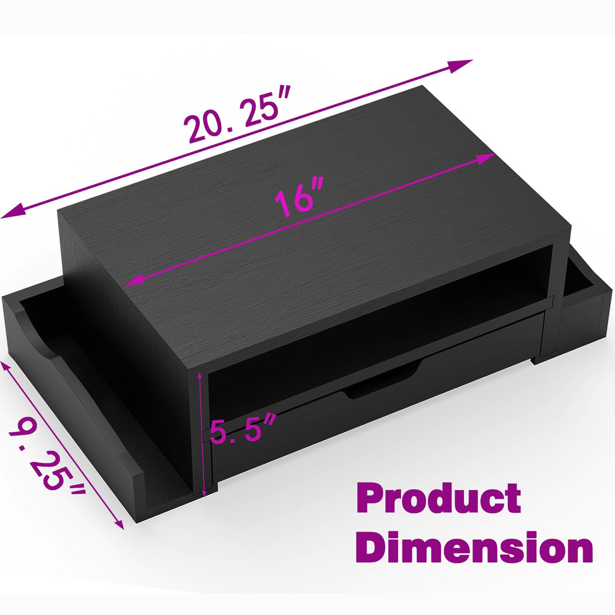 Simple Trending Monitor Stand Riser and Computer Wood Desk Organizer with Drawer and Pen Holder for Laptop, Computer, iMac, Black