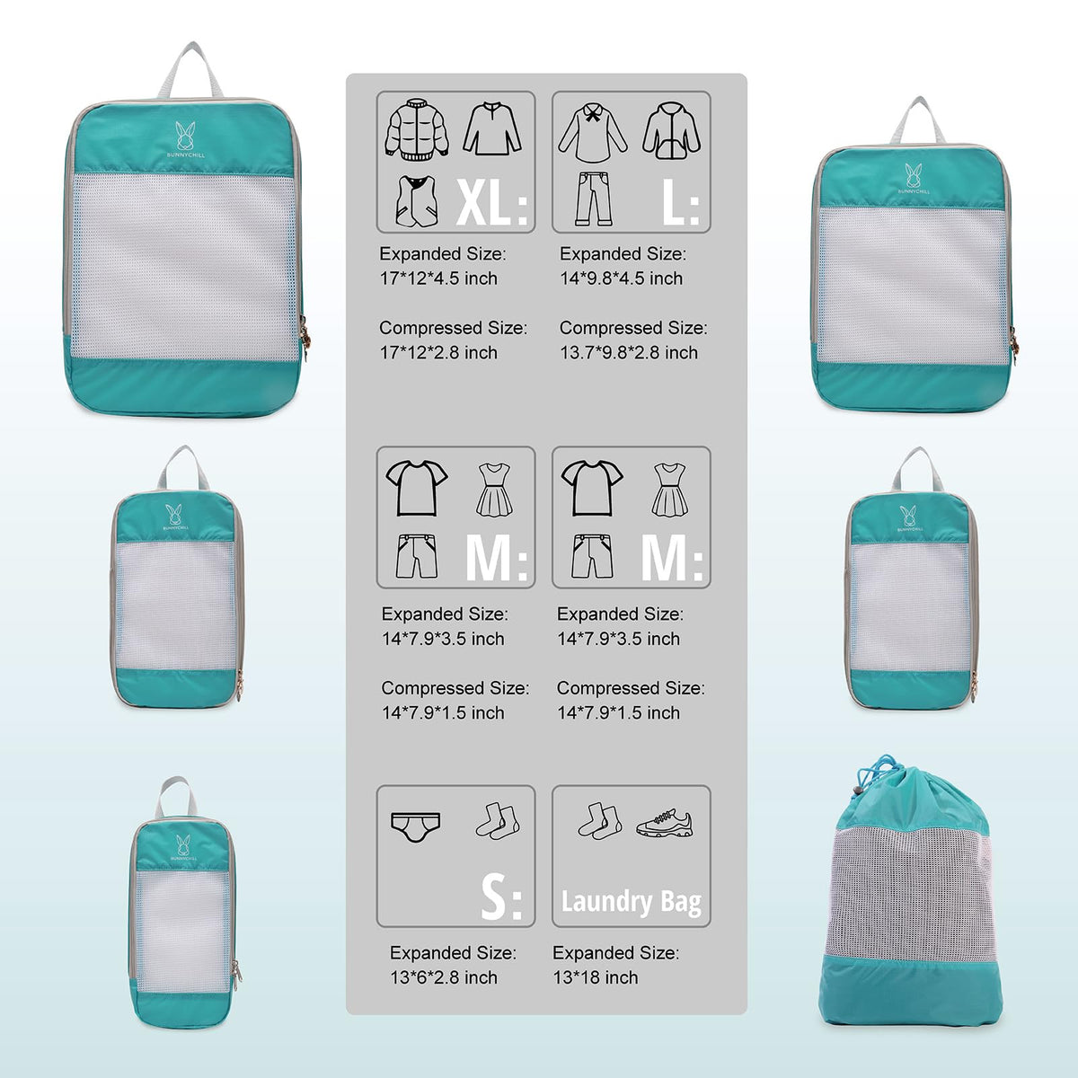 Expandable Compression Packing Cubes for Suitcases,6 Set Lightweight Compressible Travel Packing Organizer for Carry on Suitcase,Organizer Bags Set as Travel Essentials for Women
