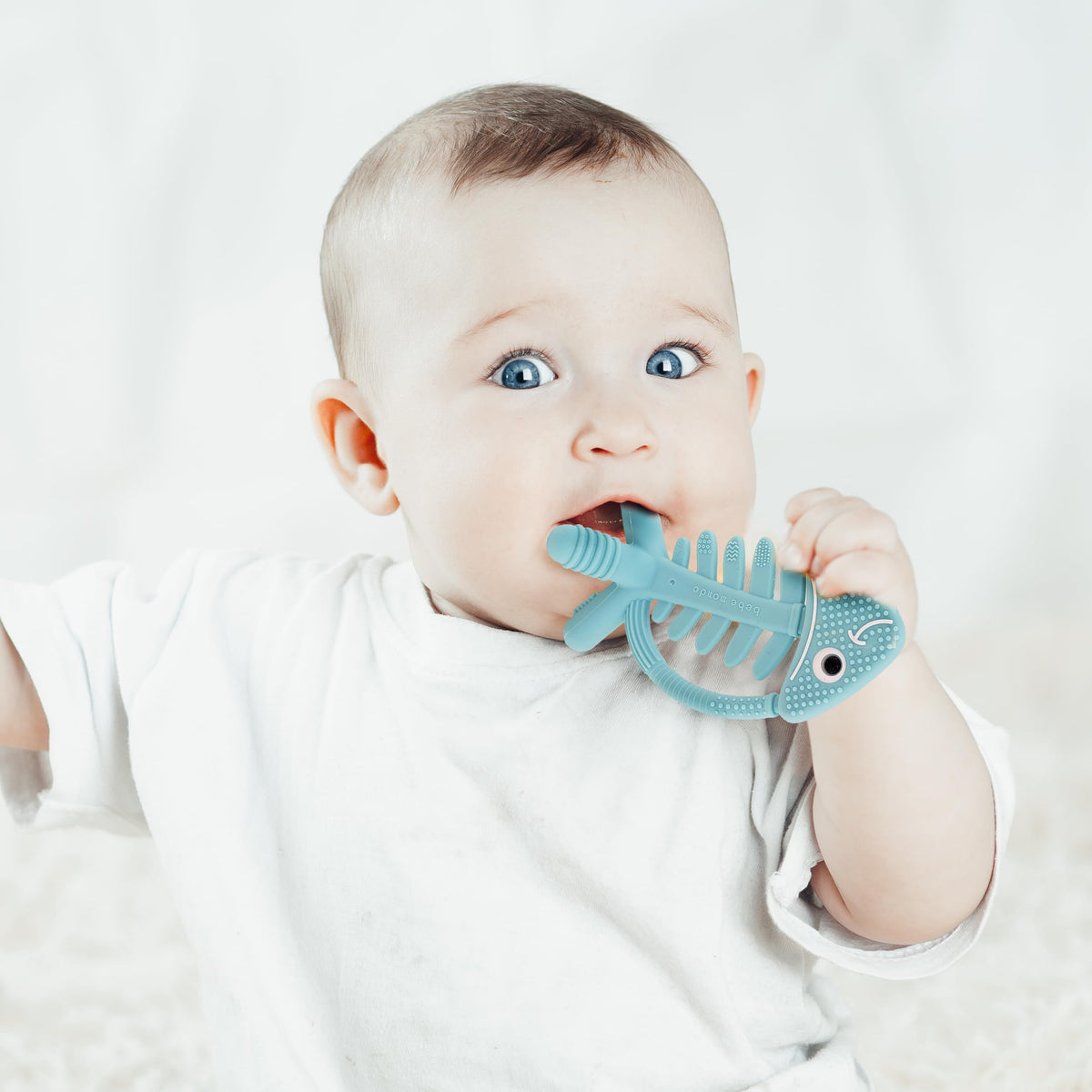 3in1 Infant Toys, Baby Teething Toys 0-3-6-12 Months, Teethers for Babies 3-6 6-12 Months for Teething Relief,Baby Gift,Silicone,Sensory Toys 0-6 Months,USA Patent Pending,Fish,Turquoise