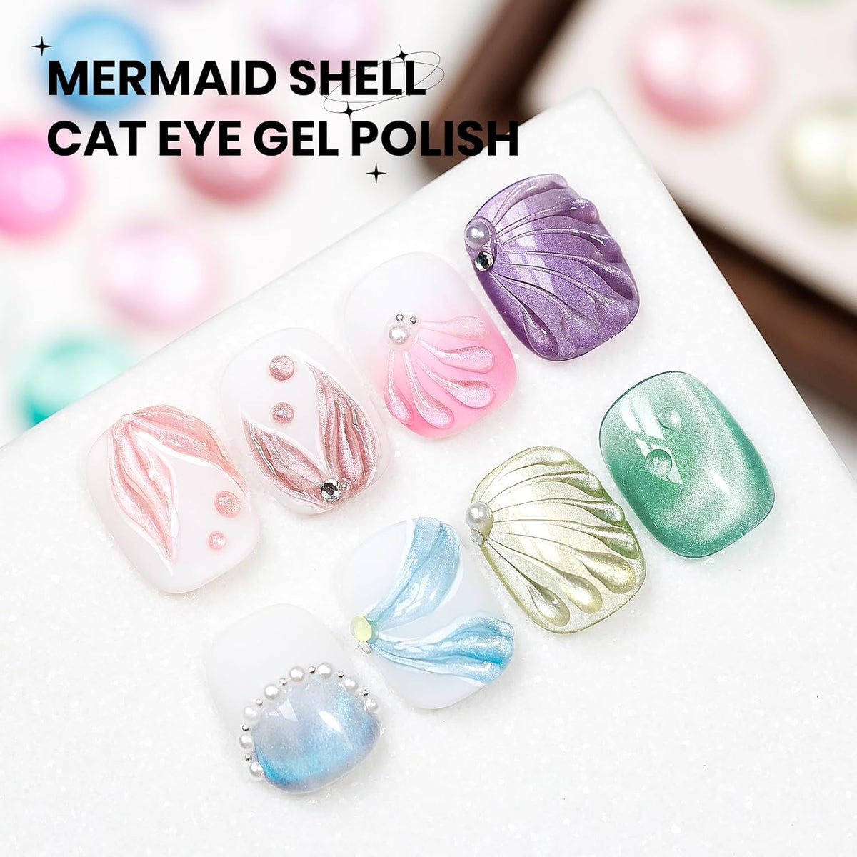 Aurora Magnetic Cat Eye Gel Nail Polish 12 Colors Mermaid Shimmer Glitter Cateye Gel Polish Spring Summer Colors Cat Eye Manicure Gift Soak Off Lamp Salon DIY at Home