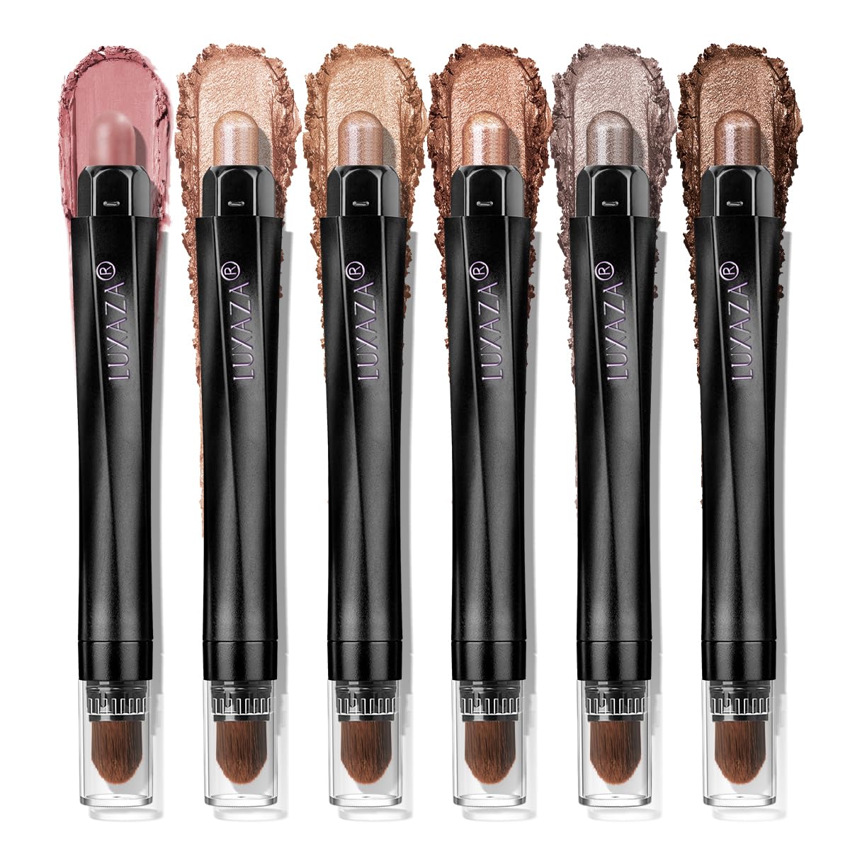 LUXAZA PRO Neutral Eyeshadow Stick Makeup 6PCS Set, Brown Nude Metallic Shimmer Matte Cream Eye Shadow Eyeliner Brightener Pencil Crayon - BROWN CANYON