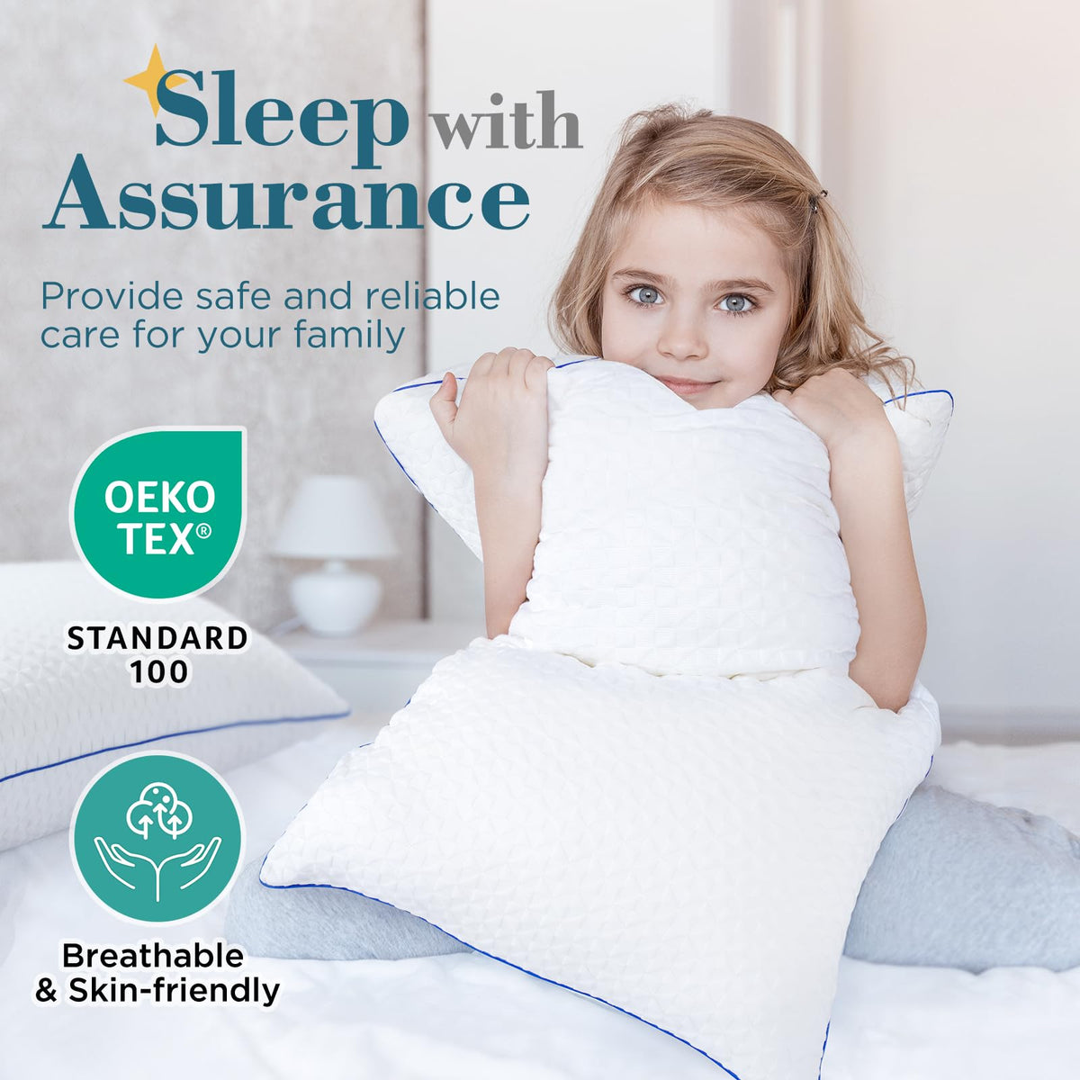 viewstar Shredded Memory Foam Pillows Queen Size Set of 2, Adjustable Firm Pillows for Side Back Stomach Sleepers, Washable Removable Cover