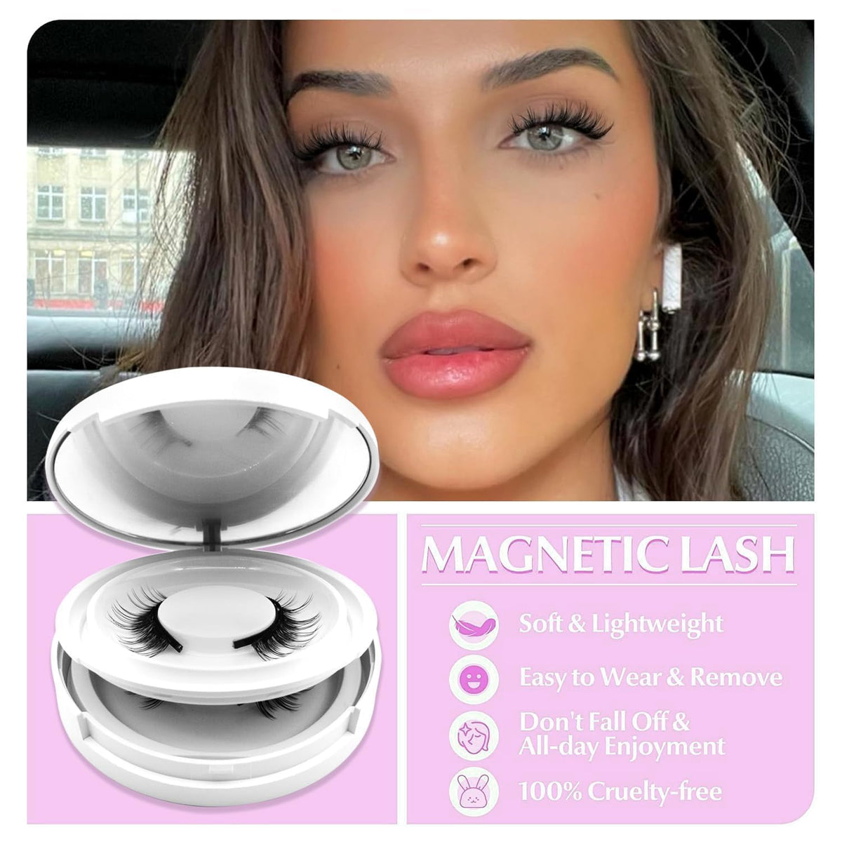 Ginani Magnetic Lashes,Magnetic Eyelashes with Applicator,2025 New Reusable Magnetic Lashes Natural Look No Glue or Liner Needed(Camellia+Devil)
