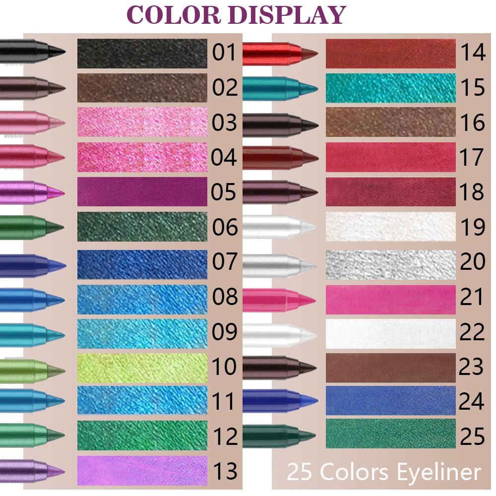 evpct White Eyeliner Pencils for Eyes, White Nude Colored under Eye Liner Pencil Pen Makeup Waterproof Smudge Proof, Colored Gel Waterline Eyeliner Liquid, Face Eye Paint Stick Halloween Makeup 22