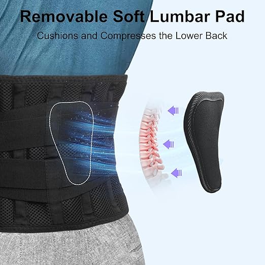 Lumbar Back Brace for Lower Back Pain Men and Women, Adjustable Backbrace with Lumbar Support Brace Pad, Breathable Design Belt Relief From Sciatica, Herniated Disc, Scoliosis, Size XL