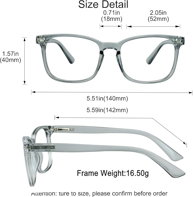 YEIN Bifocal Reading Glasses with Blue Light Blocking Lenses, Bifocal Reader for Women and Men, Vintage Square frame with Spring Hinge (+0.50/+2.50 magnification)