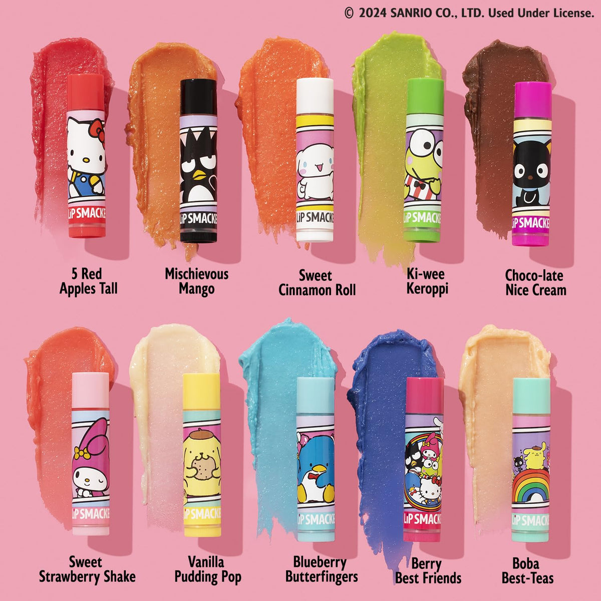 Lip Smacker Sanrio Hello Kitty & Friends Pack - 10 Moisturizing Lip Balms, Hydrating & Protecting - Cruelty-Free